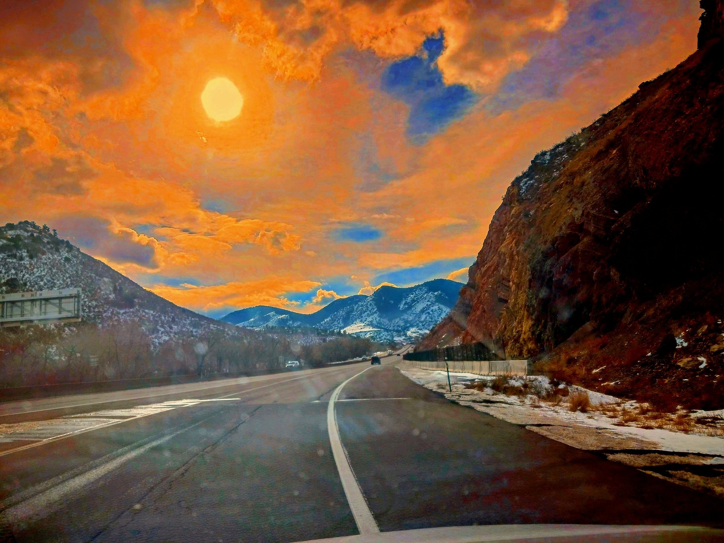 Driving through the Rockies in Denver.