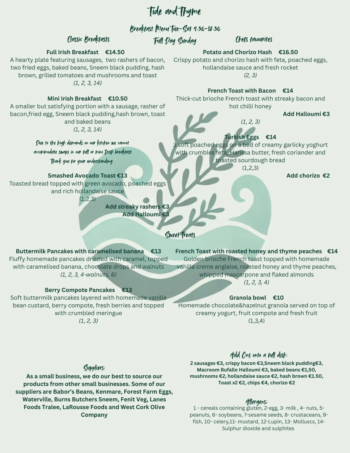 SUMMER MENUS 2025
Our pizzas are available Tuesday- Saturday from 3pm until 9pm for sit in or take out.
Our dinner menu is served Thursday- Saturday from 5.30pm-9pm.