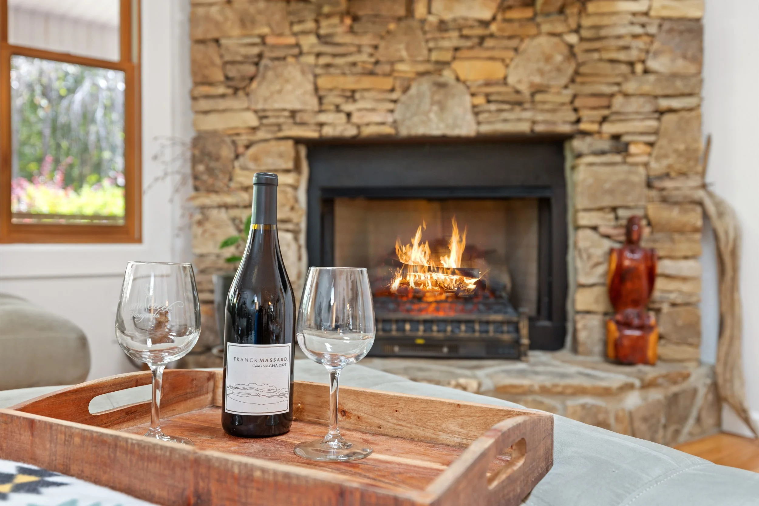 Cozy Fireplace staging for STR Homes - K Boyer Real Estate Media