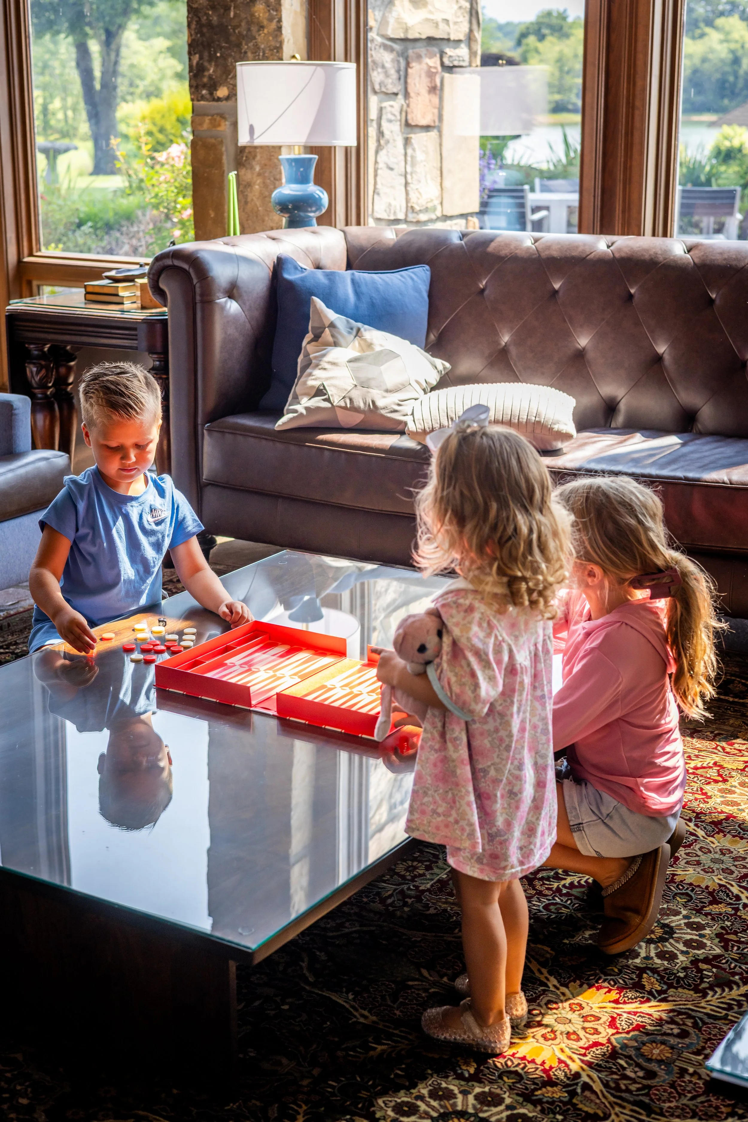 3 children playing board games 