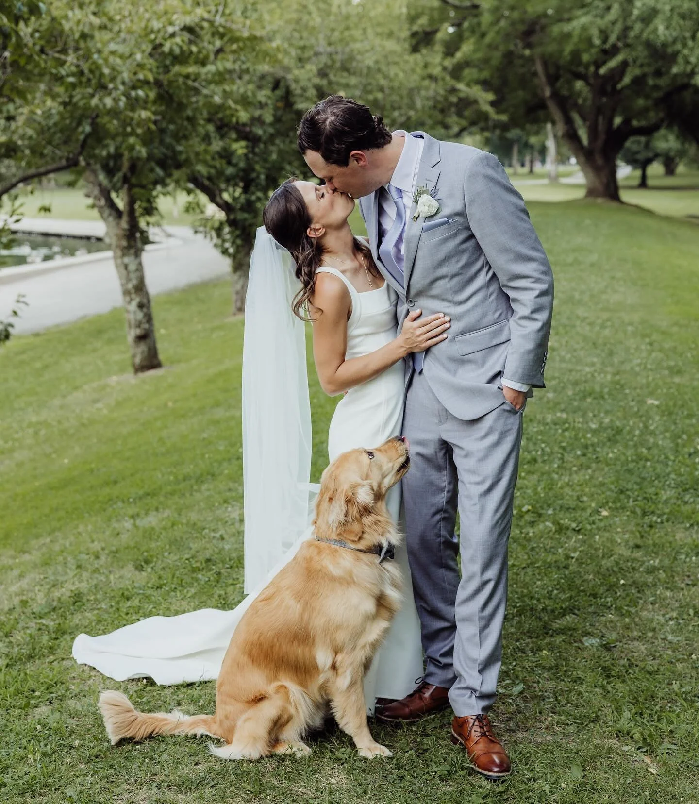 When the pup •almost• steals the show.
Tito was the goodest boy on his mom and dad’s wedding day! Sometimes the best love and snuggles are from our 4 legged-babies! 🤍
Tito and his parents sent me love this week when we lost our Ler