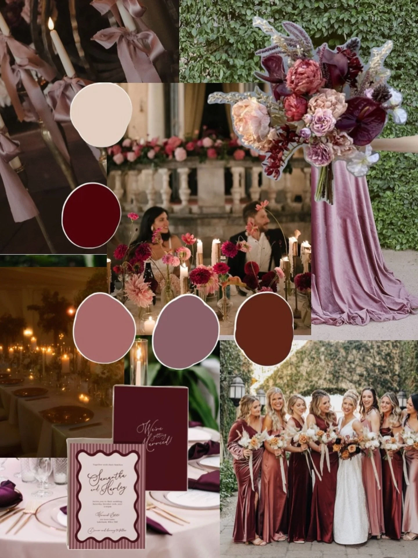 Deep tones like ruby and mauve carry so much presence. They don&rsquo;t whisper, they linger.

When working with richer palettes, think carefully about texture, candlelight, contrast, and negative space. The goal isn&rsquo;t to make everything dramat