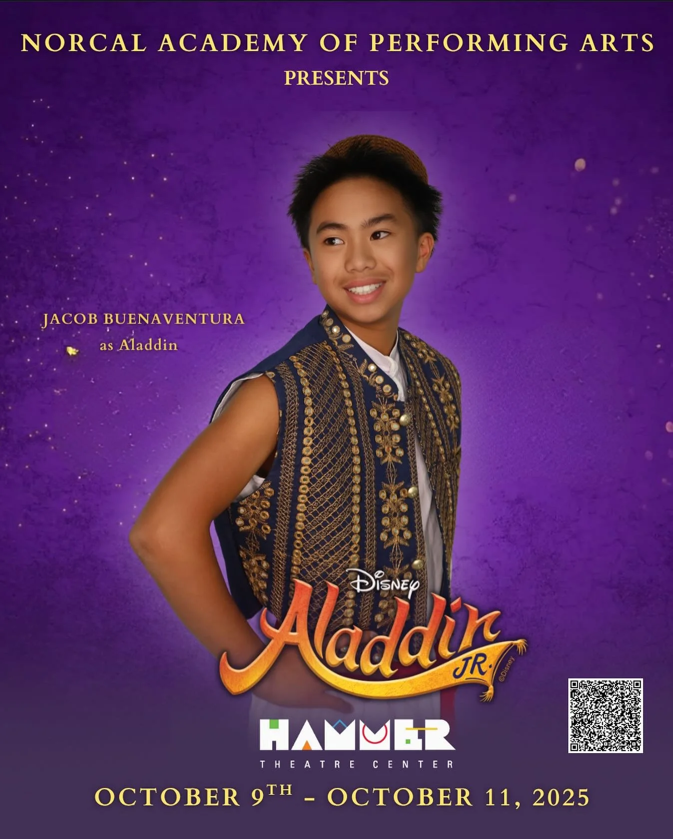 Proud of our boy! 🥹 Tonight at 7:30pm is the opening for Cast Abu from NAPA&rsquo;s Aladdin Jr. Don&rsquo;t miss Jacob Buenaventura as Aladdin! 

Visit the link in our bio to purchase tickets! 🎟️

#AladdinJr #HammerTheatre #norcalacademyofperformin