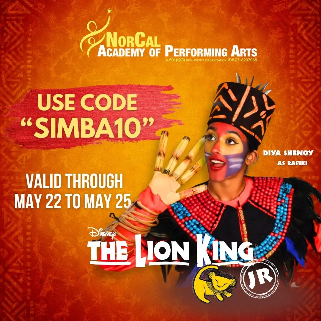 Hakuna Matata! It means no worries&hellip; unless you forget to buy your tickets! 😎

We are just 5 weeks away from opening night of The Lion King Jr. at the Hammer Theatre! Come see the amazing performers of NorCal Academy of Performing Arts light u