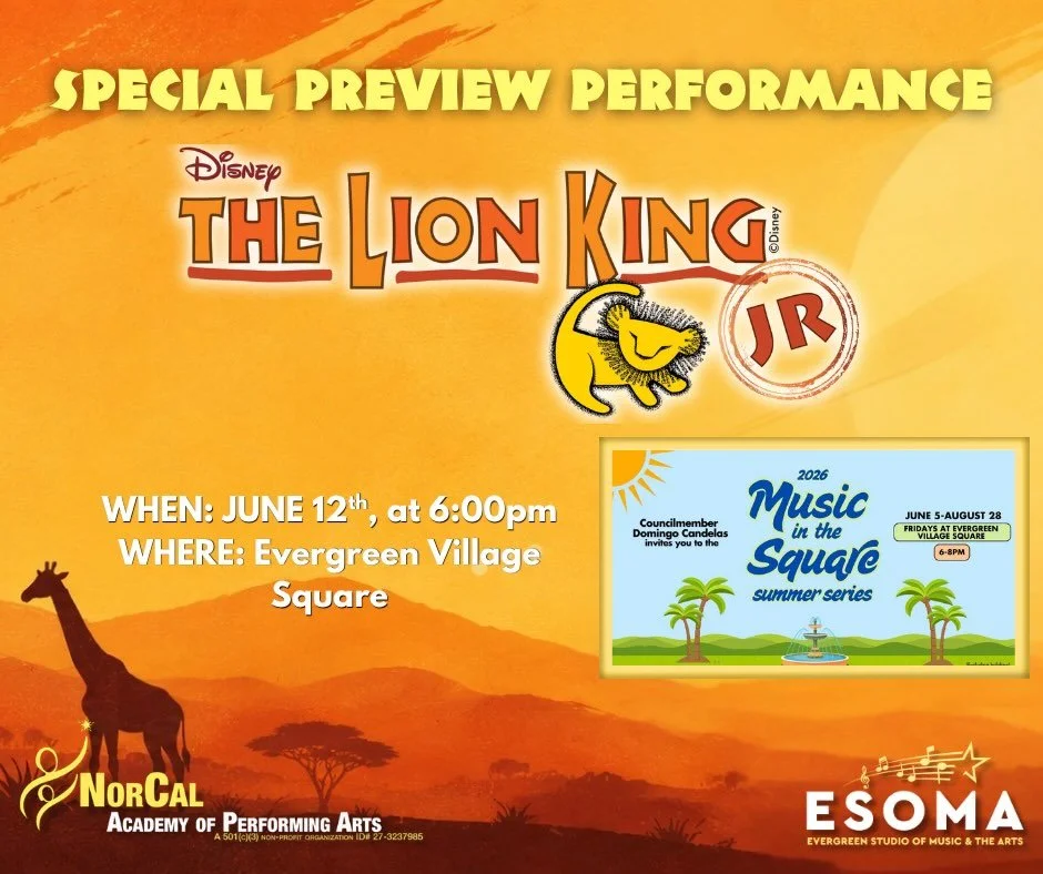 The countdown to Pride Rock is officially ON! 🦁⏳

Before our full production takes the stage later this month, we&rsquo;re bringing a special, exclusive sneak peek of The Lion King Jr. straight to the community! Join NorCal Academy of Performing Art
