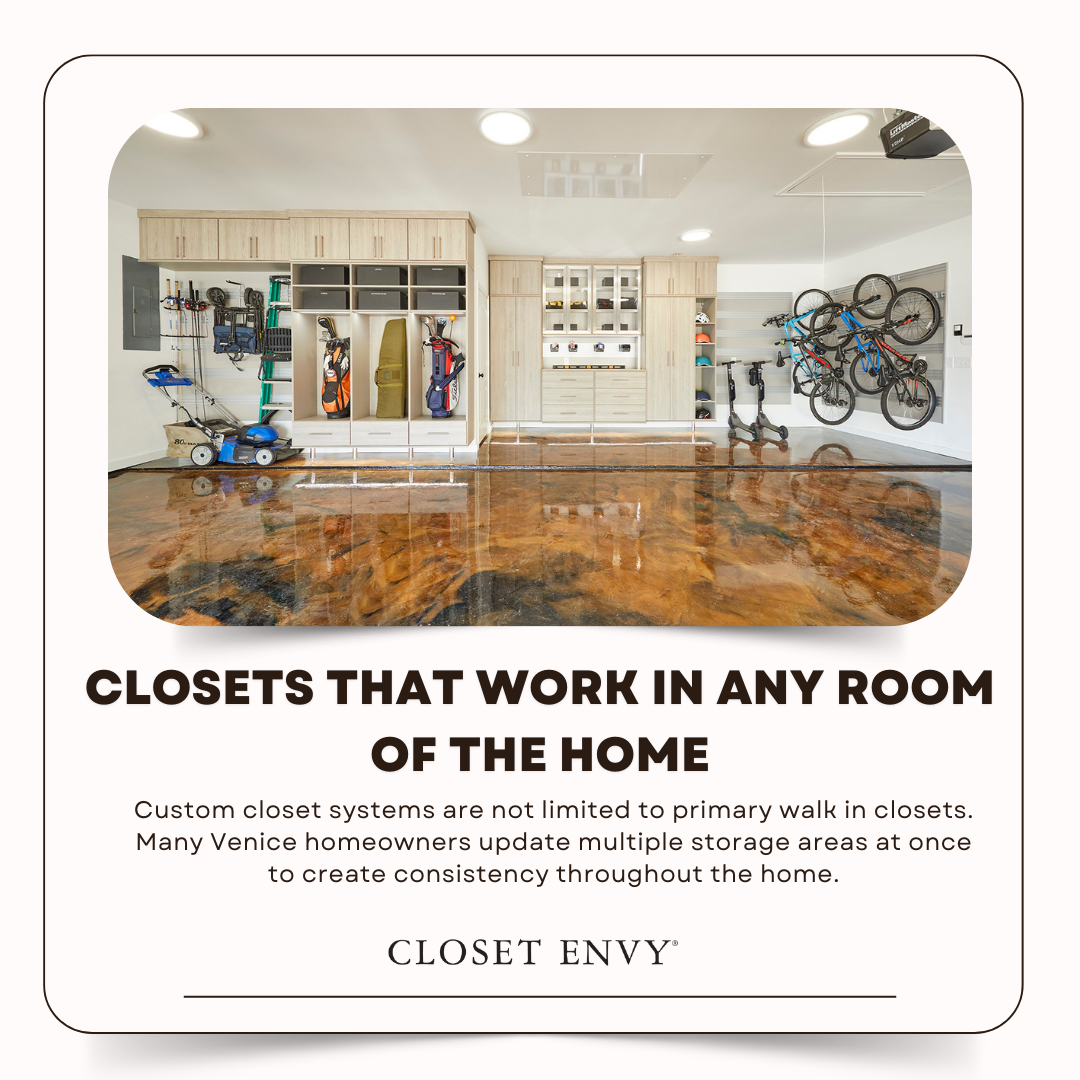 Custom closet and garage systems that work in any room of the home