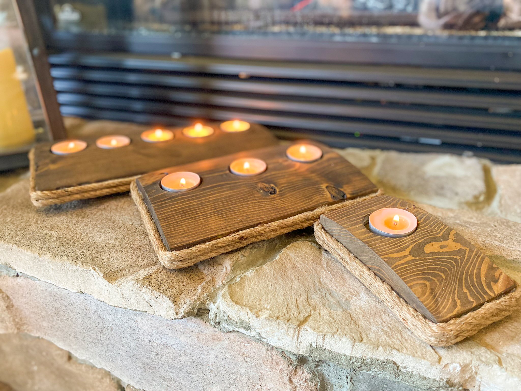 rustic tealight candle holder