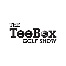 Logo for The TeeBox Golf Show with text and a golf ball graphic.