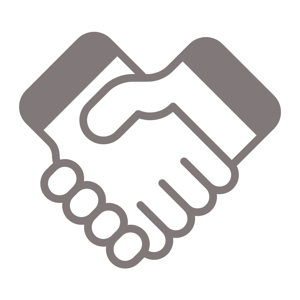 Grafik eines Handschlags, symbolisiert Zusammenarbeit oder Vereinbarung.