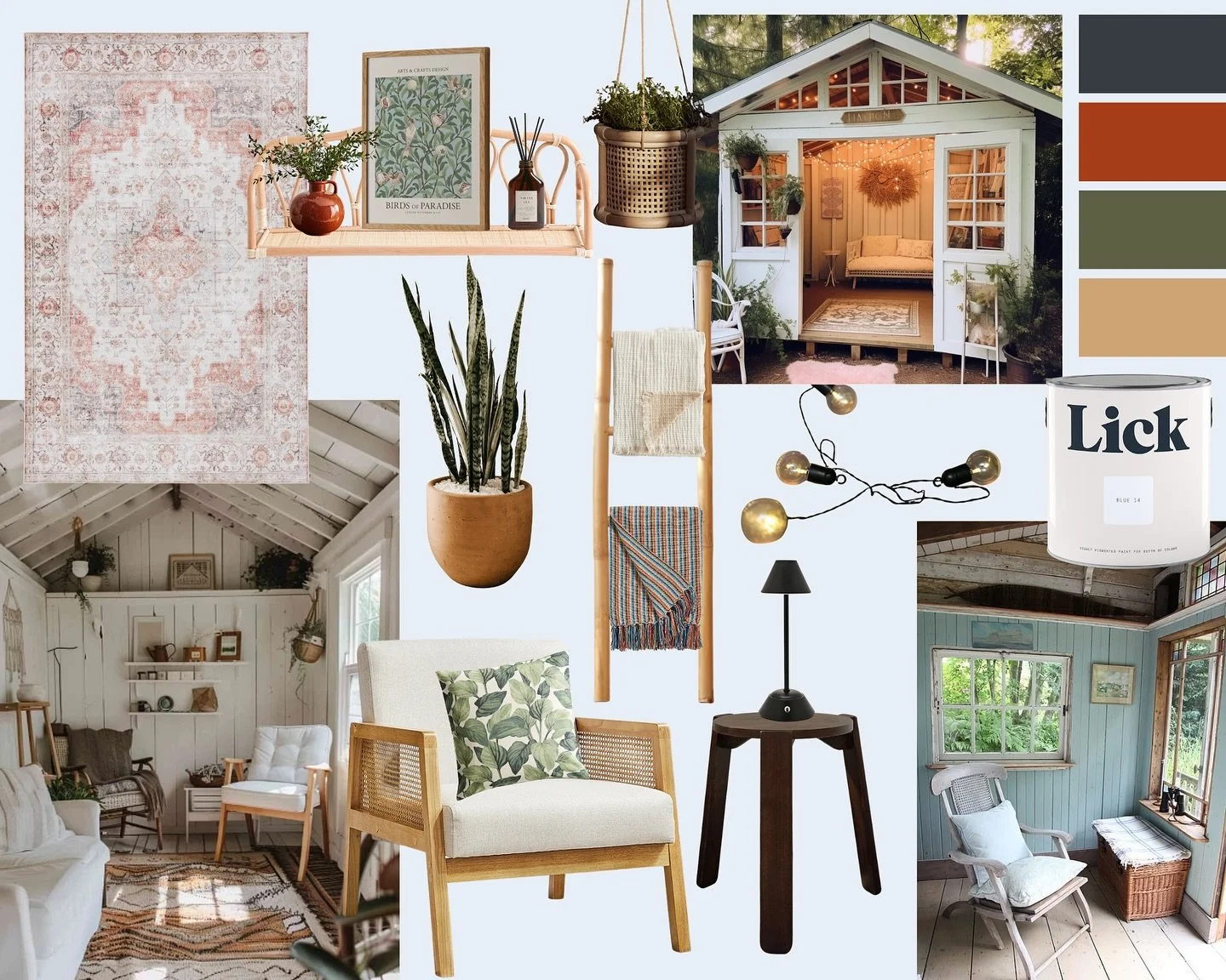 I had so much fun putting together this little summer house design! The goal was to turn a little wooden shed into a cosy, relaxing haven at the end of the garden 💛 Transformation pics coming soon 👀