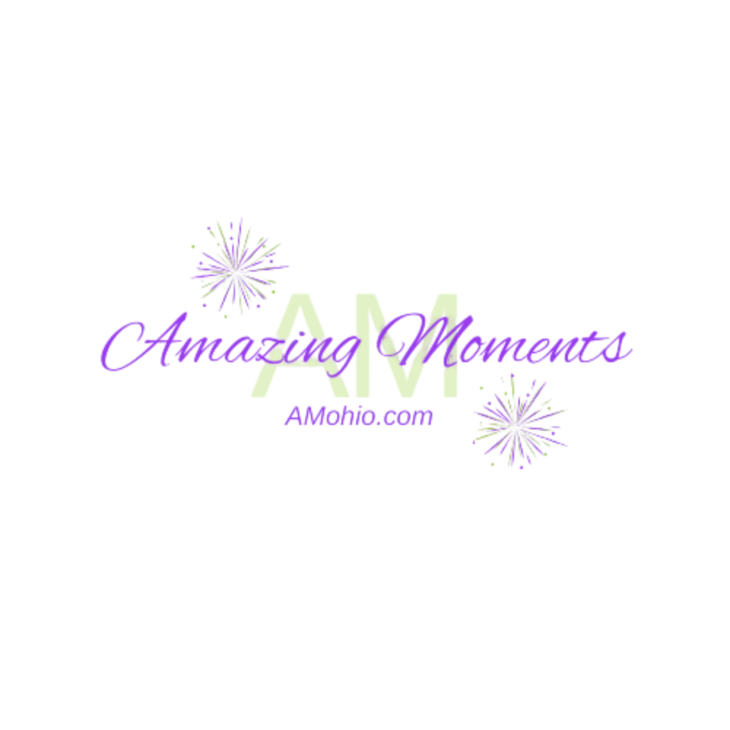 The logo reads 'Amazing Moments' with decorative fireworks and the website 'Aloha.com' below in purple and white text.