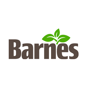 Barnes logo with a green leaf above the name.