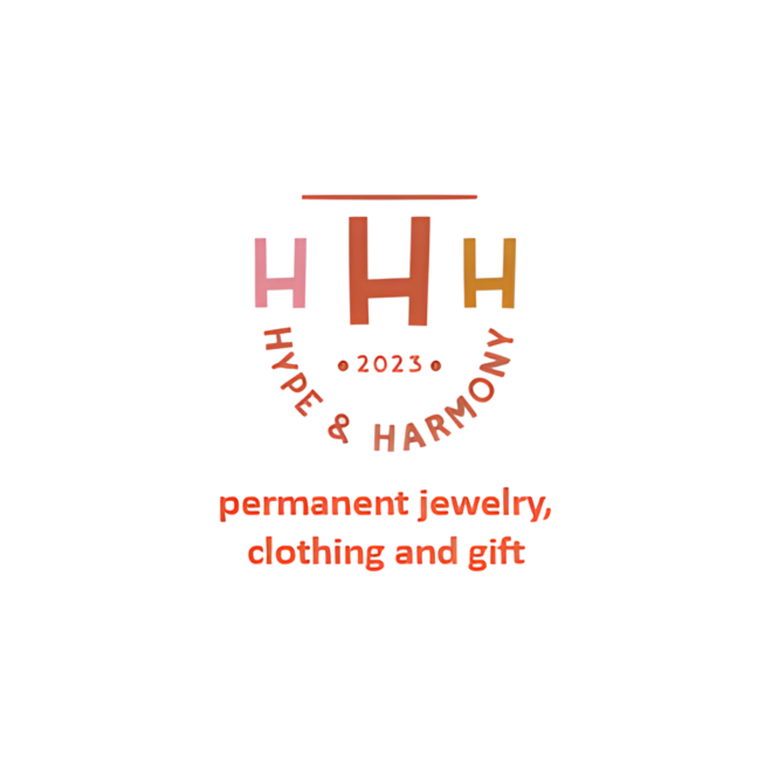 Colorful lettering spelling 'HAPPY' with a clock, date 2023, and phrases about clothing, jewelry, and gift giving.