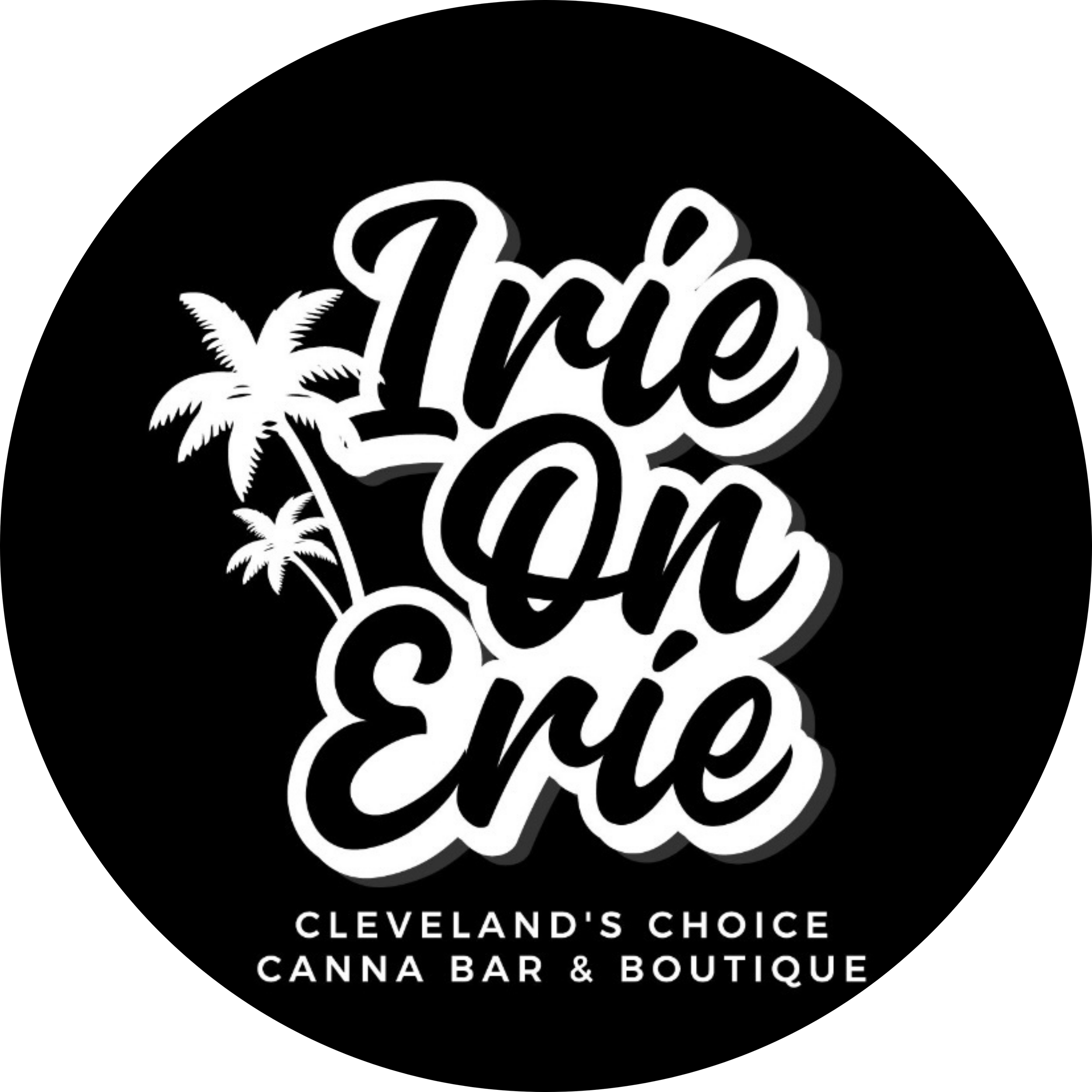 Black and white logo for a cannabis bar and boutique called 'The Love Shop', featuring a palm tree and stylized cursive text.