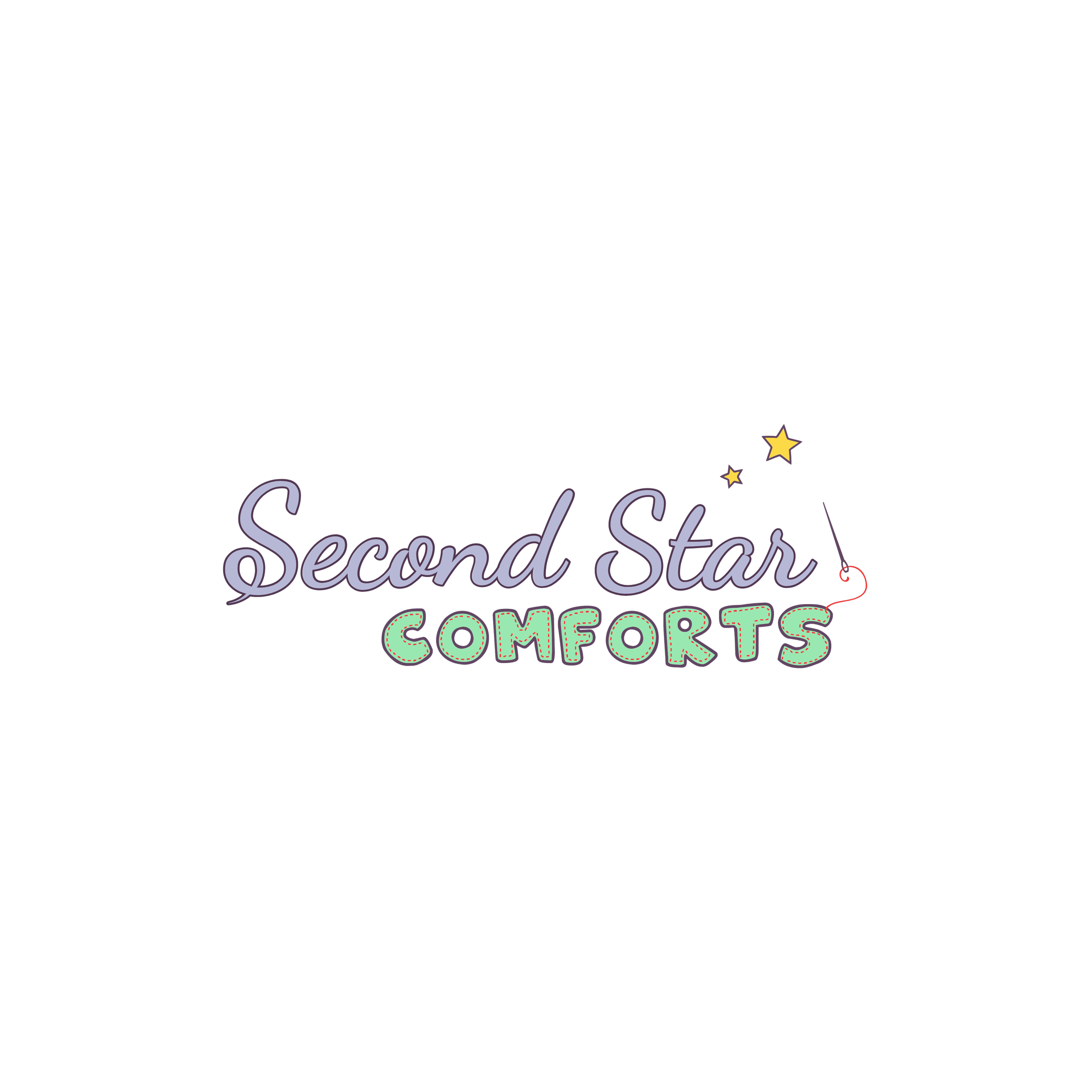 A decorative sign with colorful text that reads 'Second Star Comes First' and yellow stars around it.