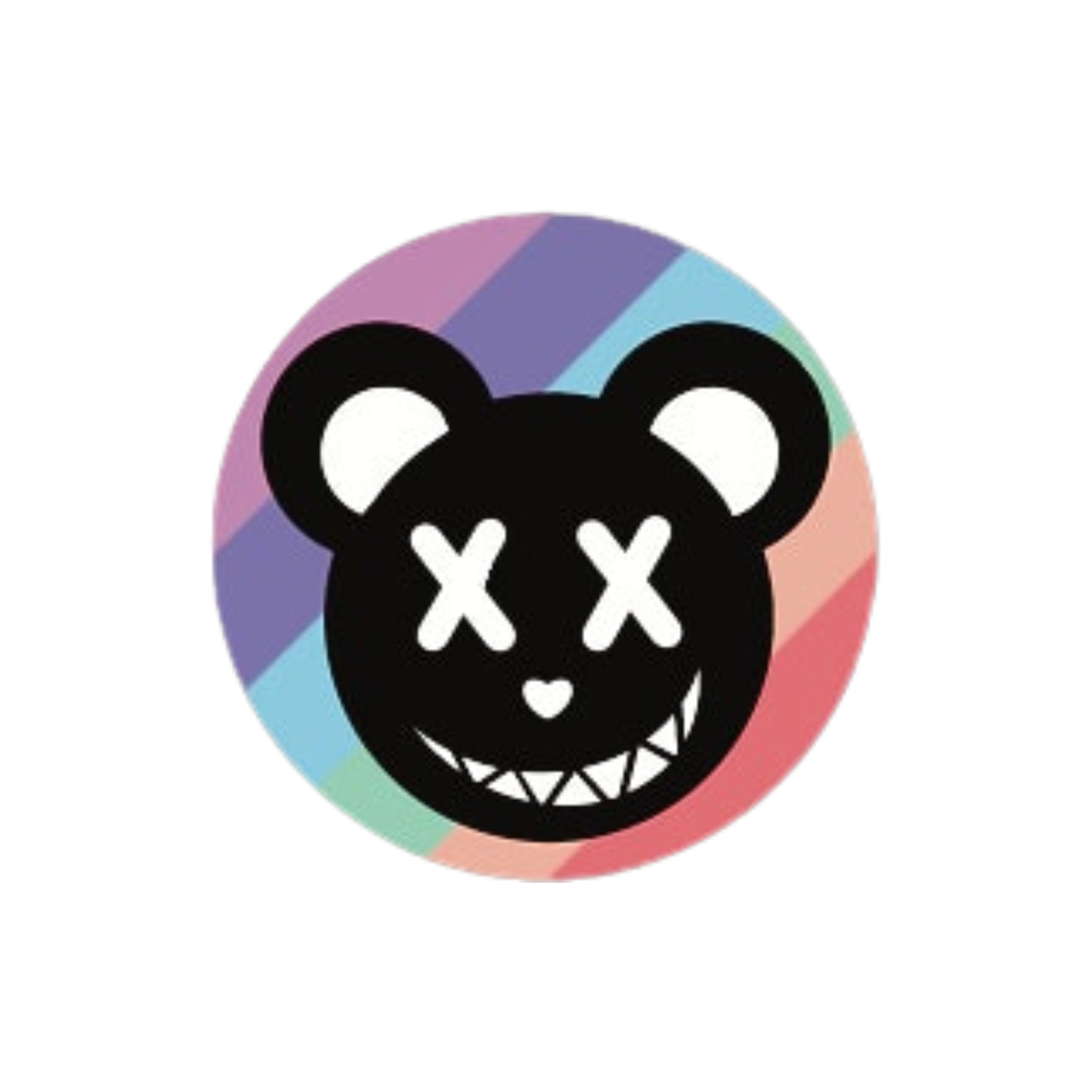 Close-up of a panda bear with a rainbow-colored background.