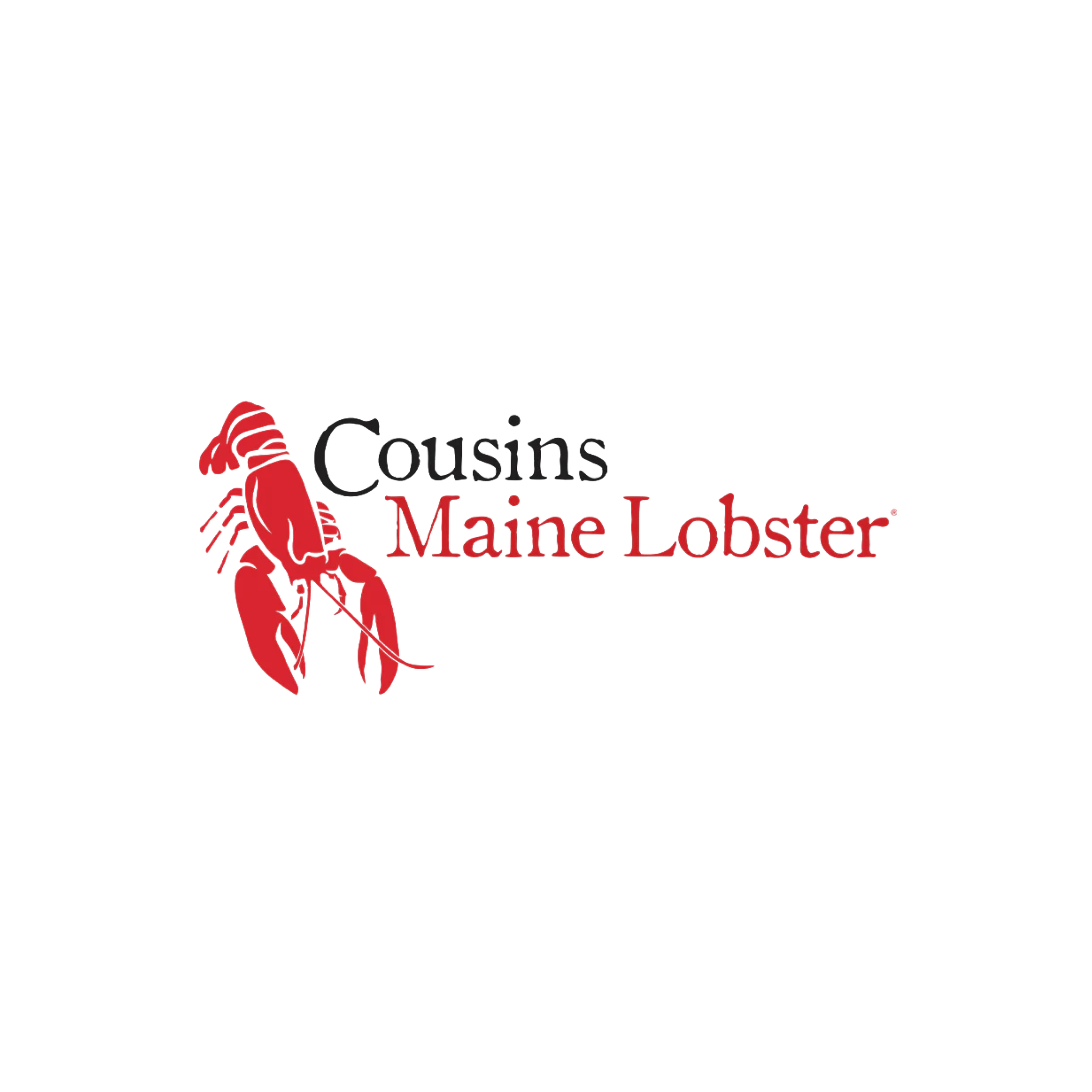 Logo of Maine Lobster with a red lobster illustration and text