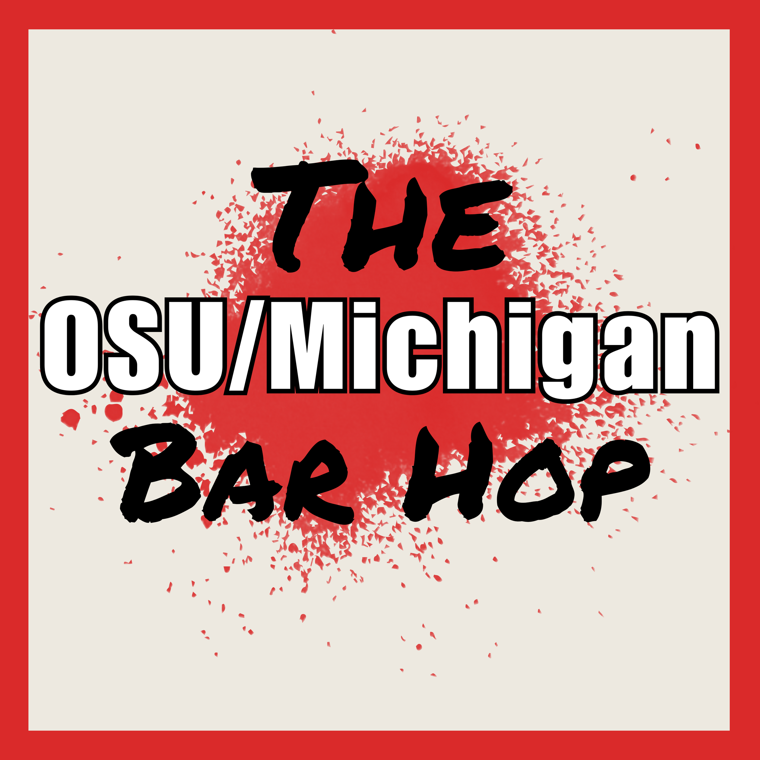 A graphic with the word 'THE' in black spray paint style over a red splatter background, with partially visible white text underneath.
