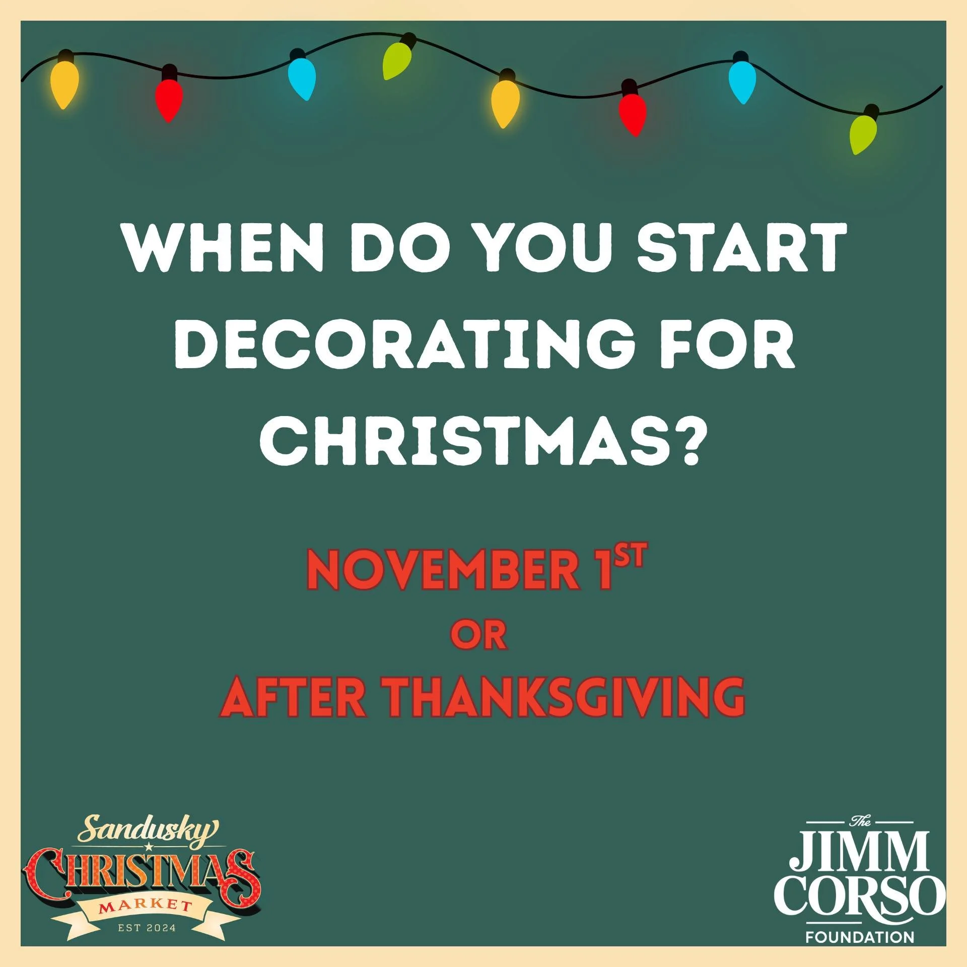 It's the middle of October, so we have to ask!

When do you start decorating for Christmas? 🎄✨

#sanduskychristmasmarket #sanduskyohio #christmasinohio #ohiochristmas