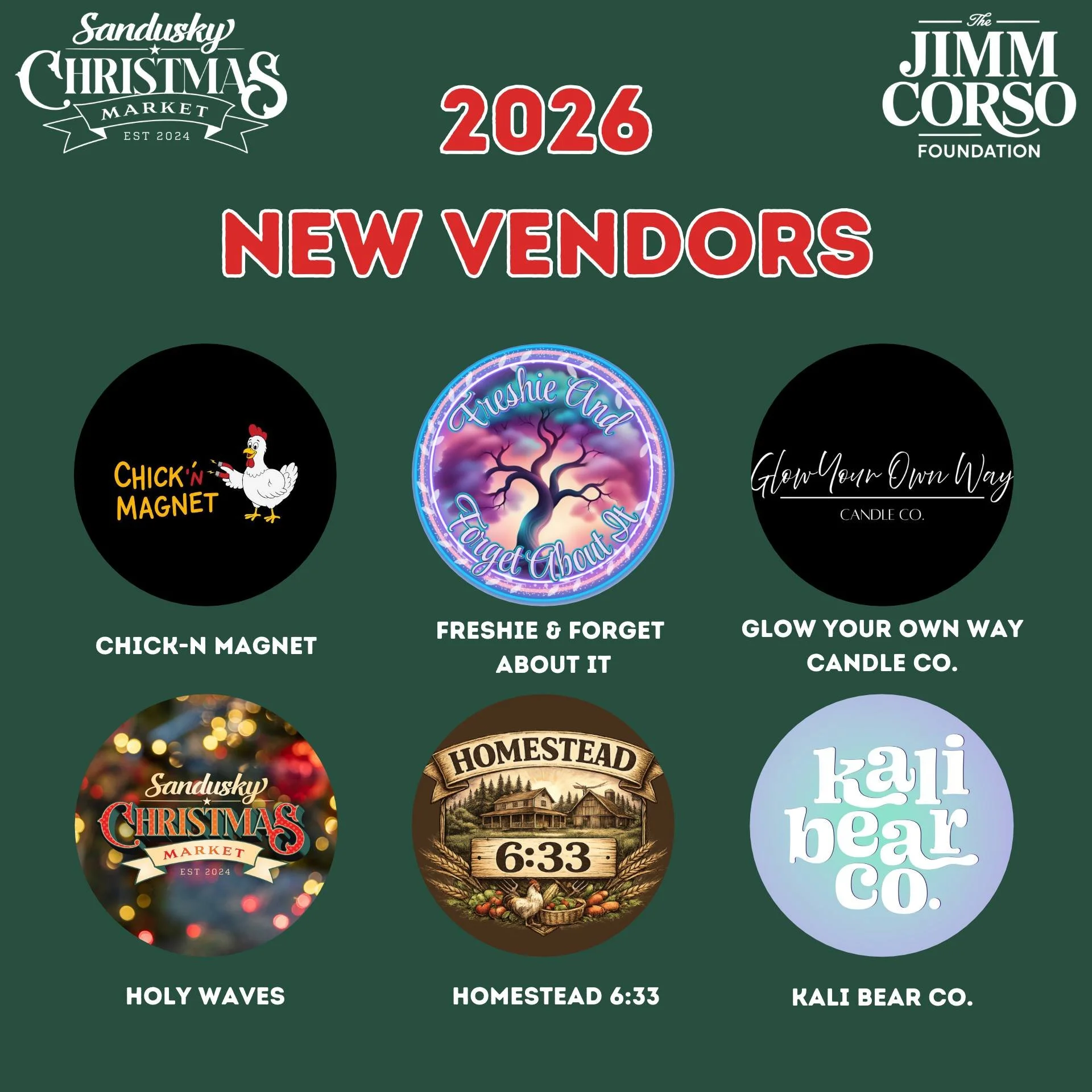 Another round of new vendors! 

Meet another group of vendors joining the 2026 Sandusky Christmas Market. We are so excited to have them be a part of this year's festivities ✨

Visit our website to check their scheduled weekends!

Chick'N Magnet: Roo