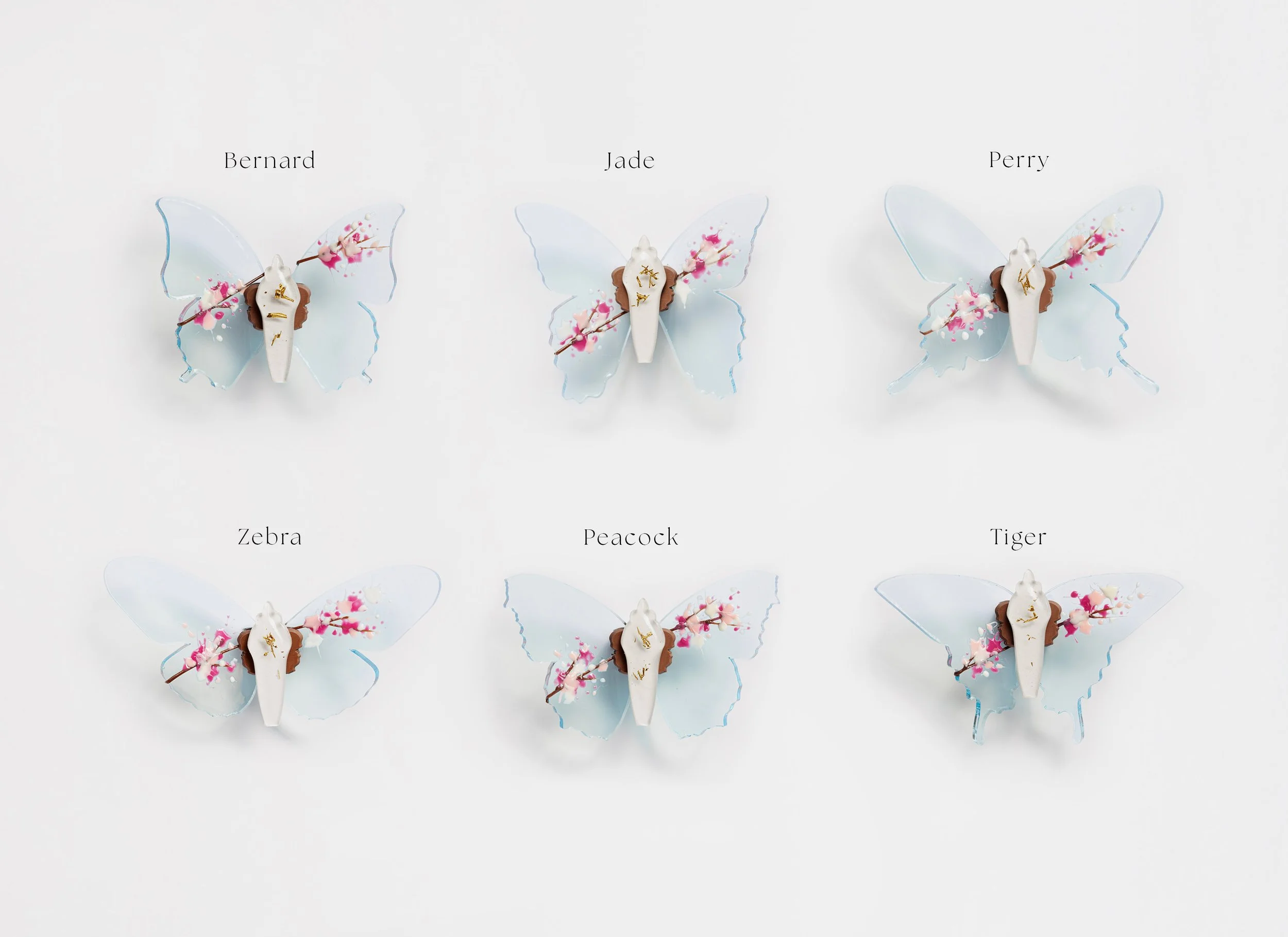 Miniature blue soft resin butterfly art featuring cherry blossoms representing the community affected by the Washington, D.C. mass shooting