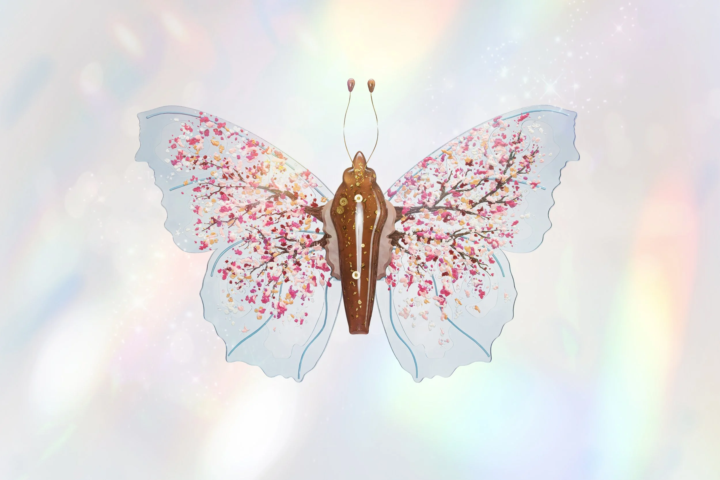 Resin butterfly featuring a cherry blossom tree honoring the resilience of Washington, D.C. following the mass shooting at the Washington Navy Yard.