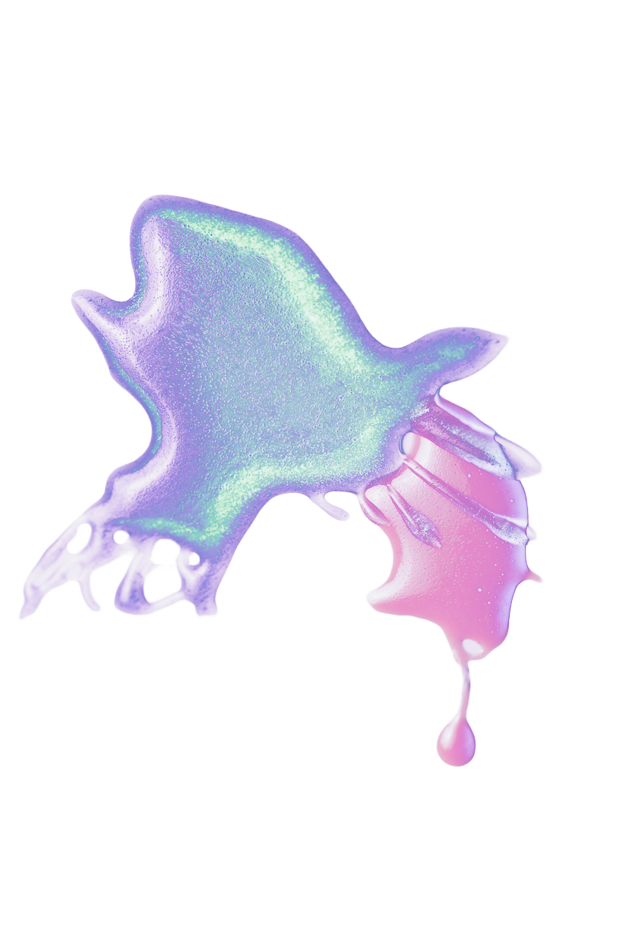 Colorful, iridescent resin splash with dripping paint effect.
