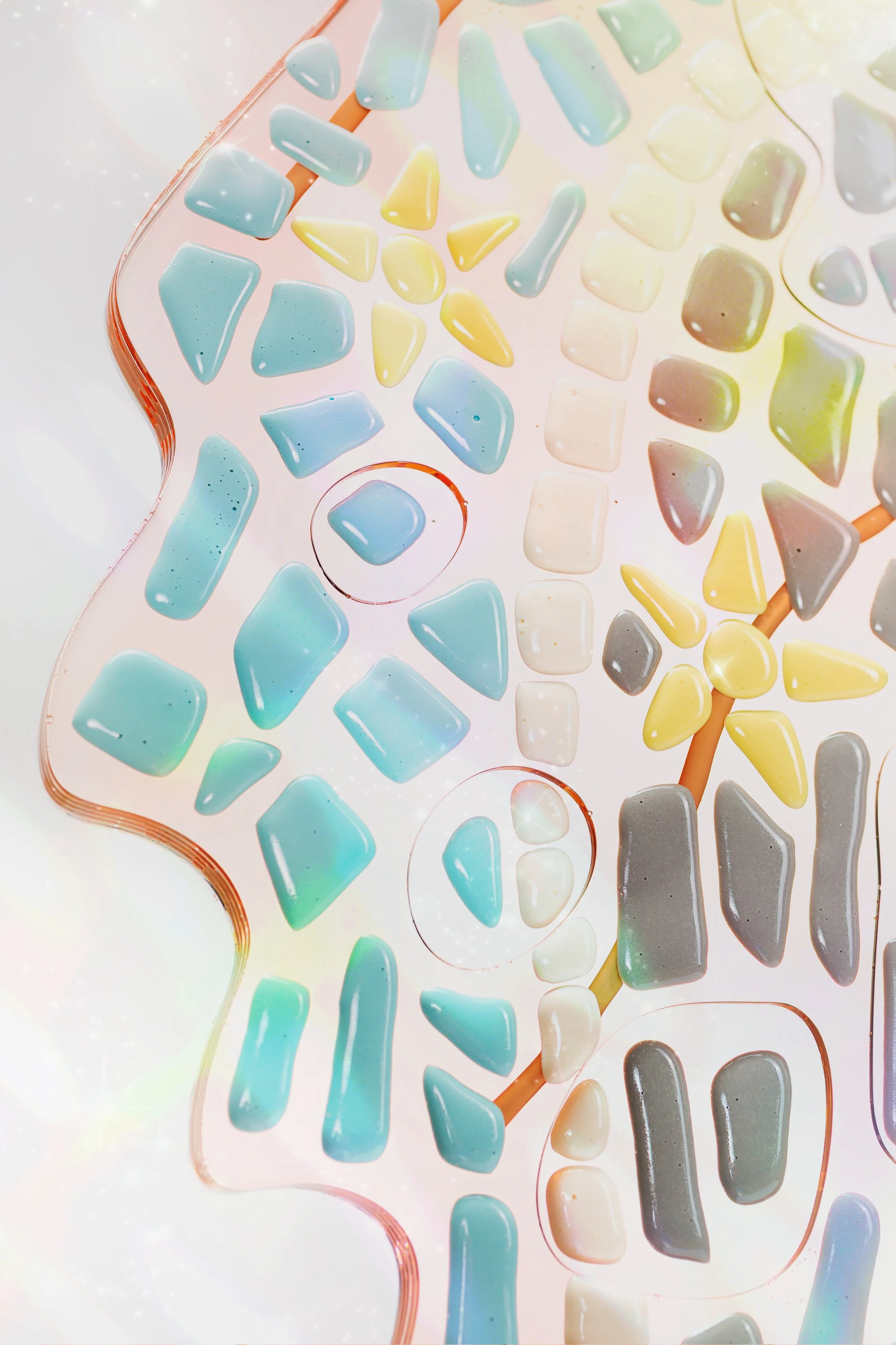 Detailed view of the mosaic butterfly sculpture made from soft resin honoring the Robb Elementary School community in Uvalde, TX