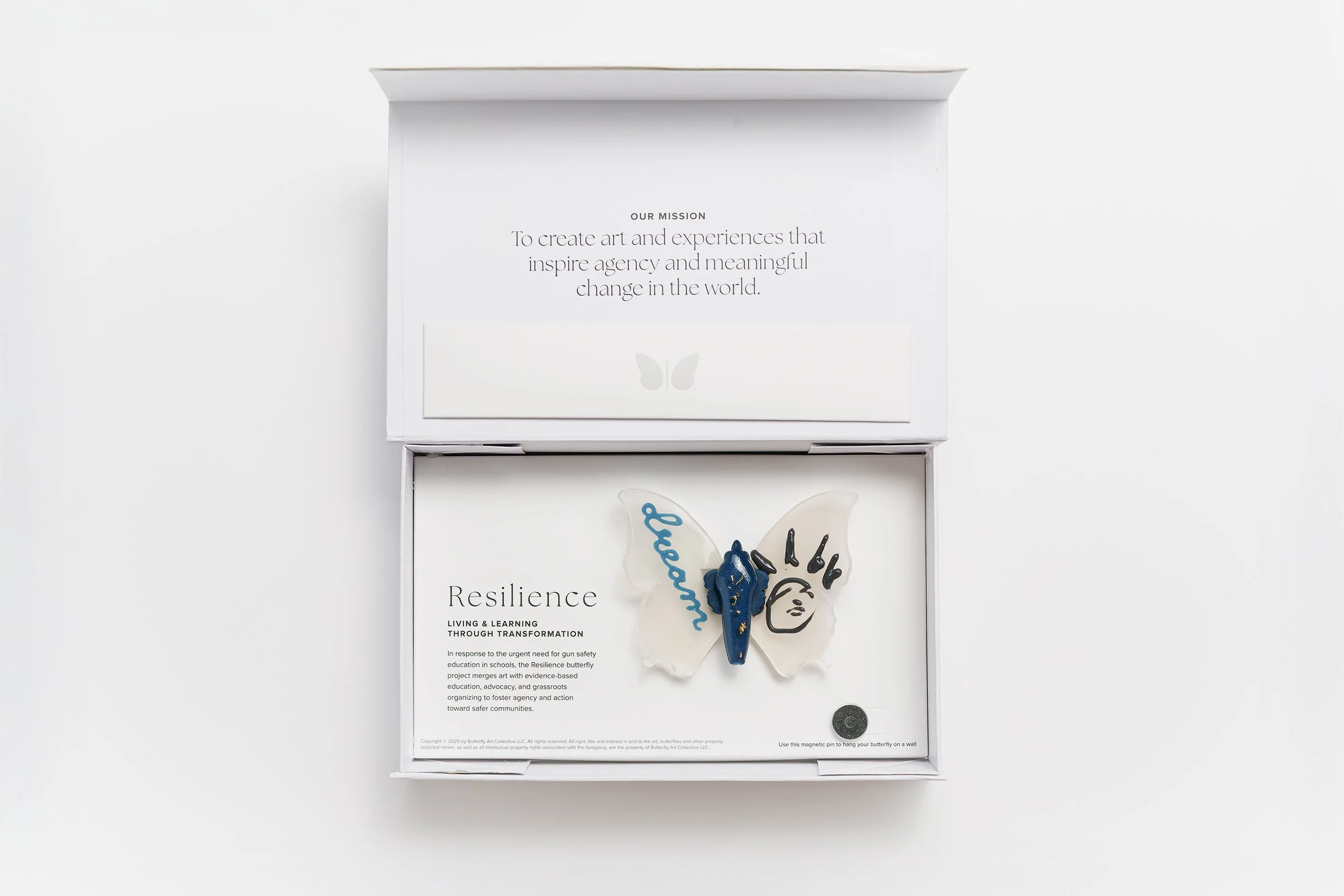 Miniature soft resin butterfly art representing the community affected by the American Civic Association mass shooting in Binghamton, NY