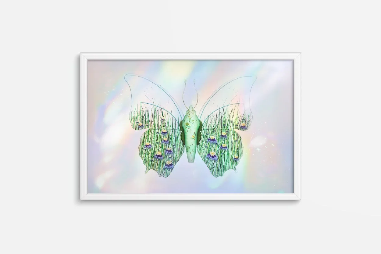 Photographic print of a soft resin butterfly sculpture representing the community affected by the Columbine High School mass shooting in Littleton, CO