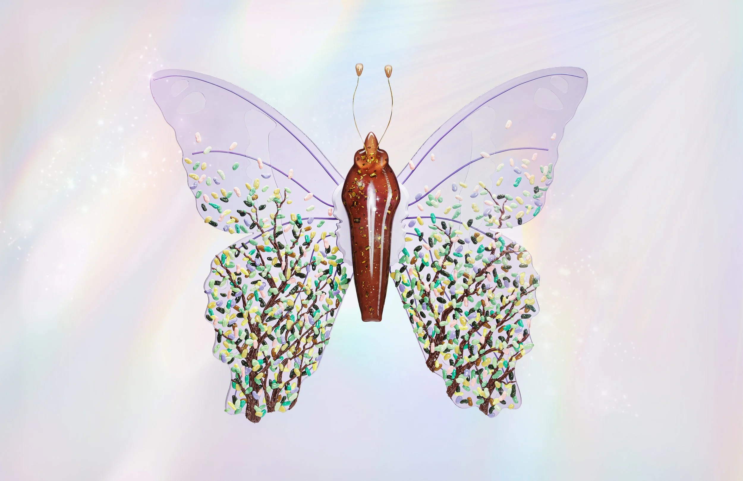 Soft resin butterfly sculpture representing the community affected by the Thousand Oaks, CA mass shooting