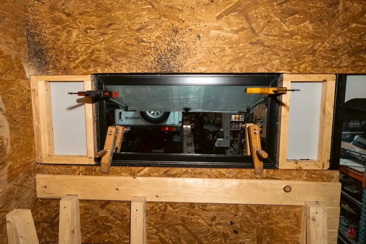 Interior construction progress on our 1997 Stewart and Stevenson 6x6 tiny home on wheels. Follow along!

1,2- installing dinette windows
3- holes cut for the kitchen window (left) and dinette window (right)
4 thru 9- cutting and installing bedroom wa