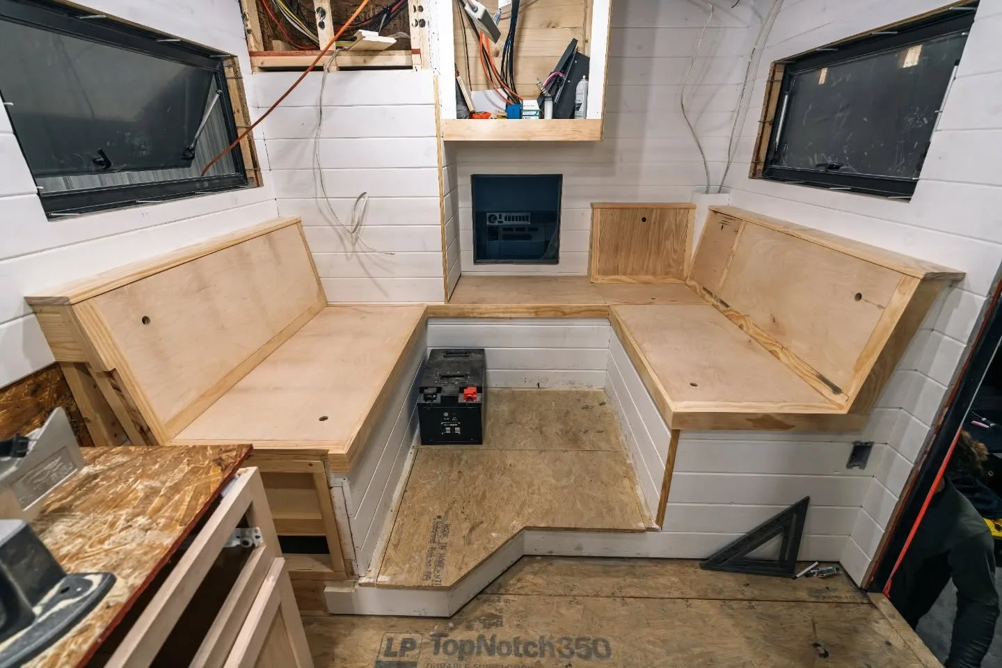 Interior painting progress on our 1997 Stewart and Stevenson 6x6 expedition vehicle. Follow along, there's much more to share!

1,2- dinette before &amp; after the first coat of paint
3- kitchen and dinette second coat of paint
4- toilet room
5- hall