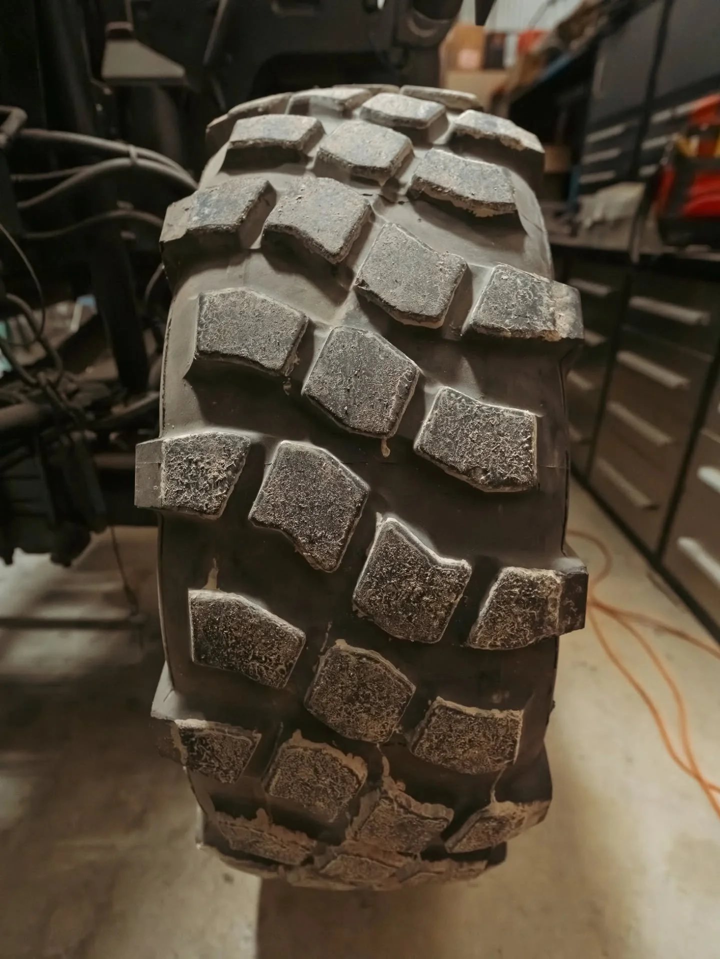 Exterior construction progress on our 1997 Stewart and Stevenson 6x6 expedition vehicle. Follow along!

1- tread is life 
2- cab at full tilt
3- thanks to that snorkel, we can attempt to go through three feet of water if needed
4- the cab tilts forwa