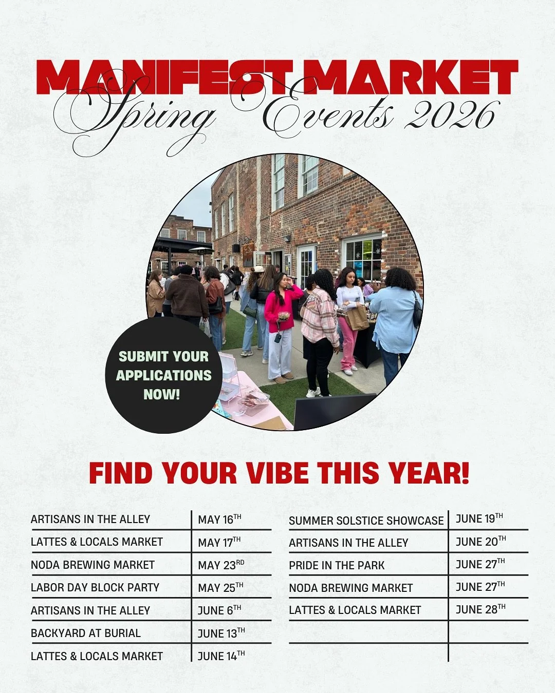 🌸✨ SPRING MARKET SEASON IS BLOOMING ✨🌸

Longer days, warmer air, and a whole lineup of markets to fill your calendar with local love 💛

We&rsquo;ve got pop-ups, art nights, coffee markets, and brewery hangs coming your way &mdash; and you&rsquo;re