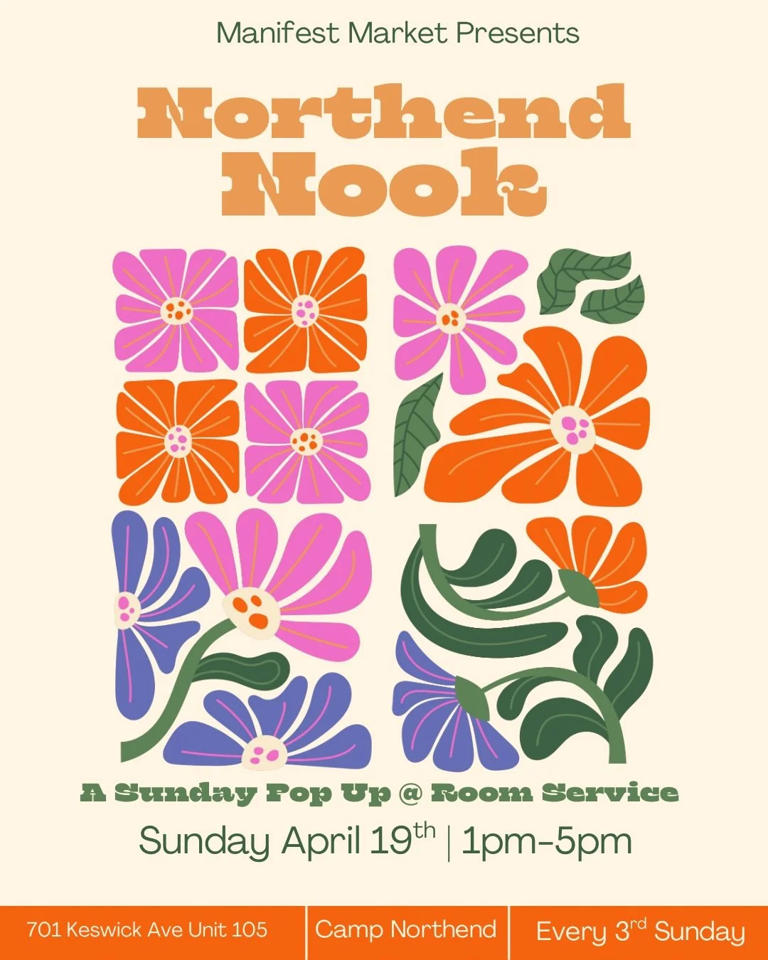 ✨ NORTHEND NOOK IS CALLING&hellip; ARE YOU ANSWERING? ✨👀

this sunday we&rsquo;re popping up at room service in camp north end with a lineup that&rsquo;s way too good to rush through 😌

📍 room service @ camp north end
📅 sunday April 19th
⏰ 1&ndas
