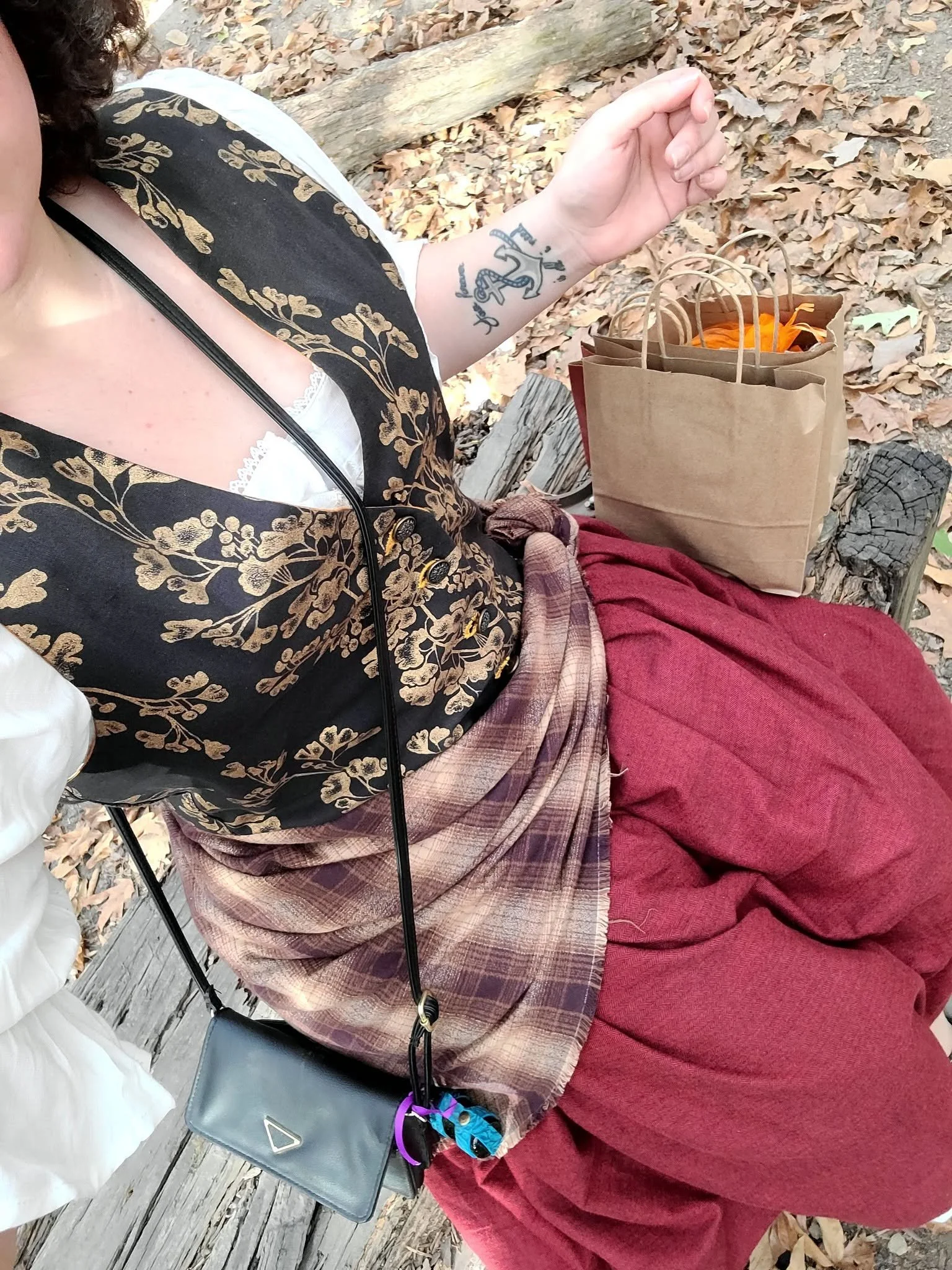 Custom Golden embossed Ginkgo biloba vest made for a hobbit costume