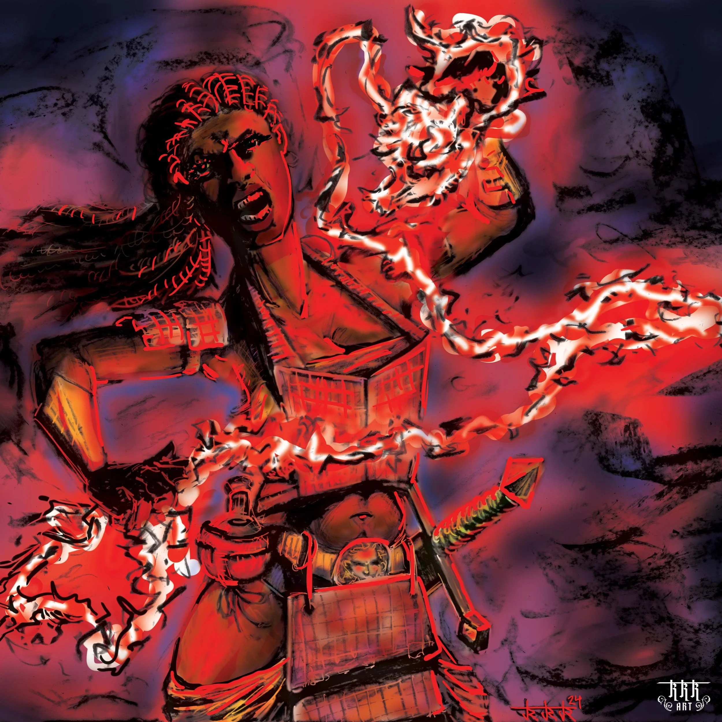 A fire mage releasing their famed magic.