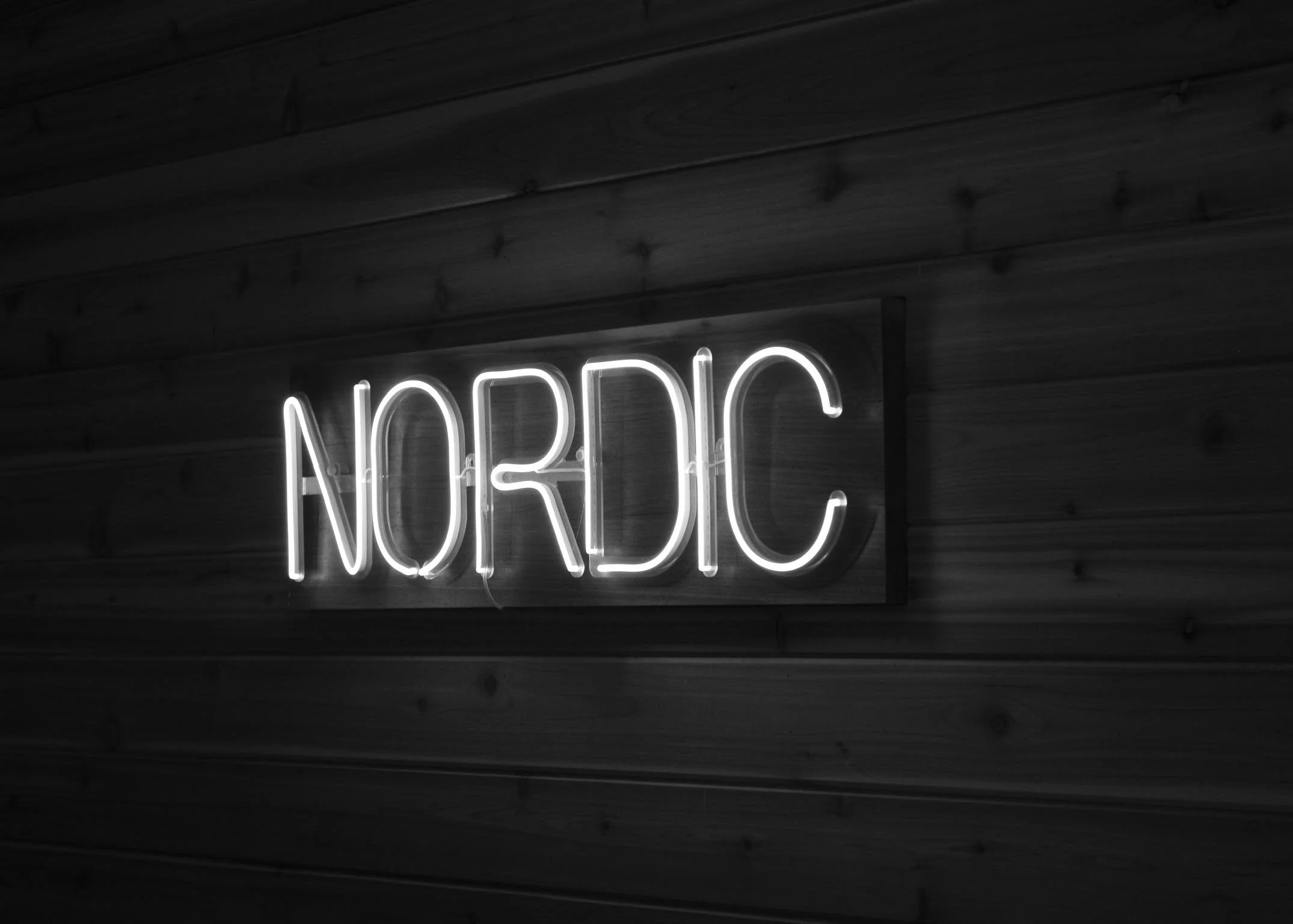 Nordic neon sign at Nordic on Nine Scandinavian sauna and cold plunge spa in New Windsor NY