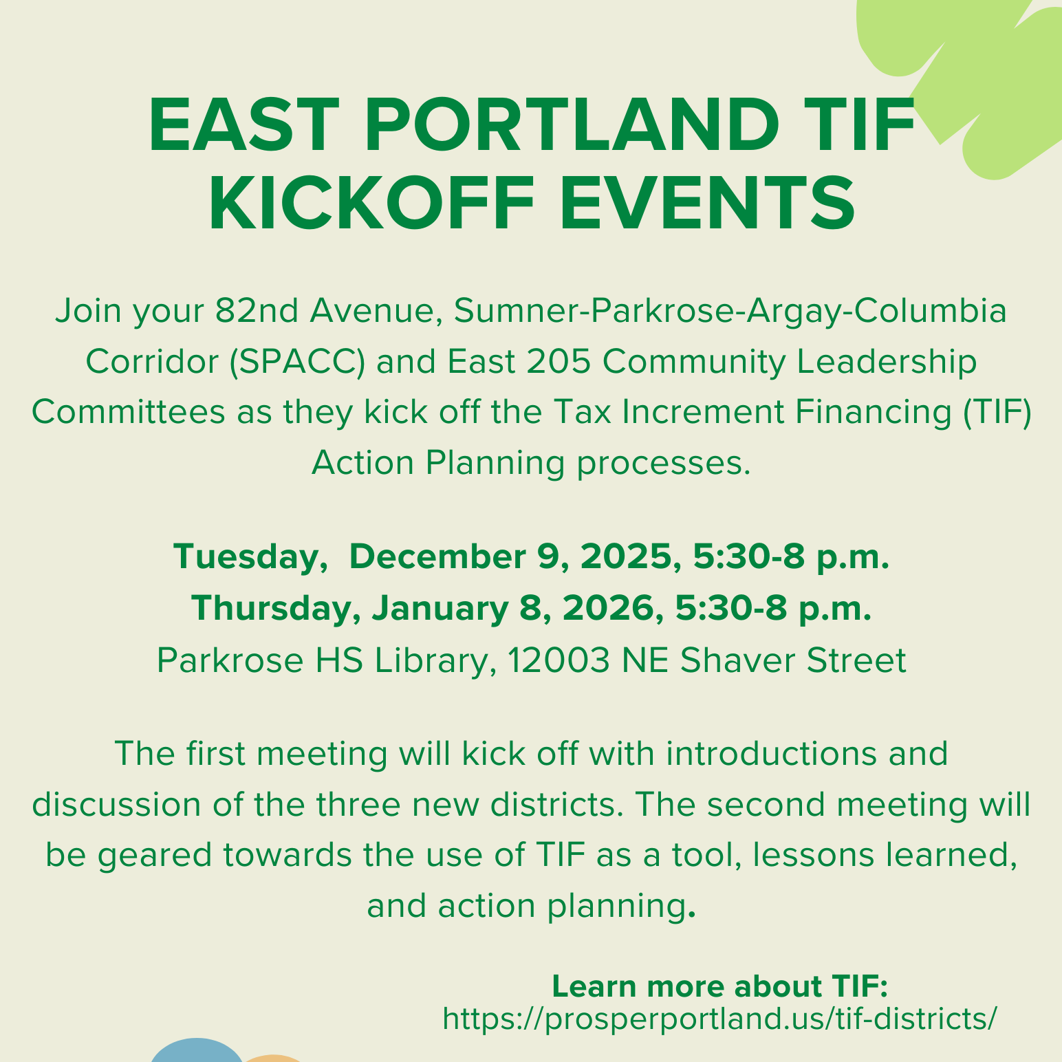 East Portland TIF Kick Off Event