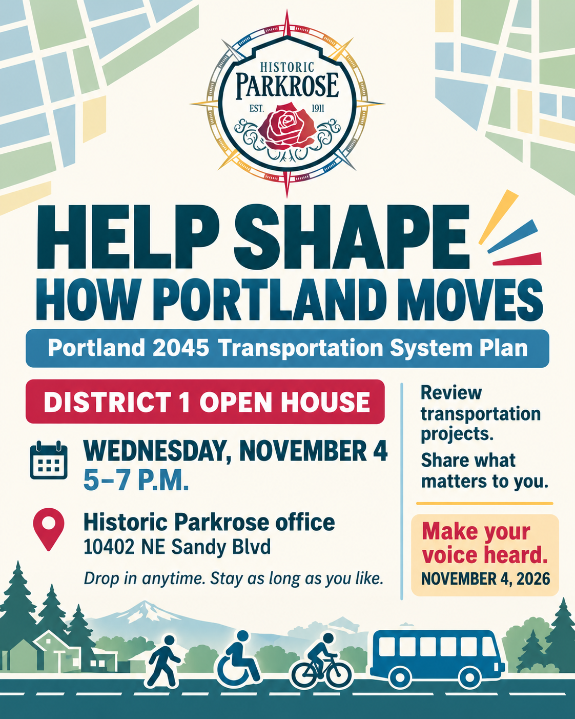 District 1 Transportation Open House at Historic Parkrose