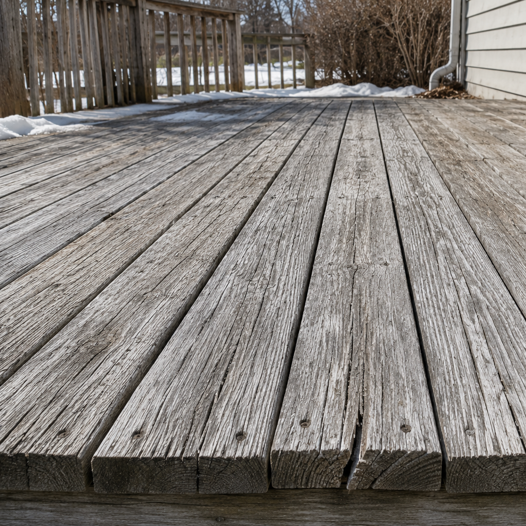 What Happens to an Unstained Wood Deck Over a Single Winter?
