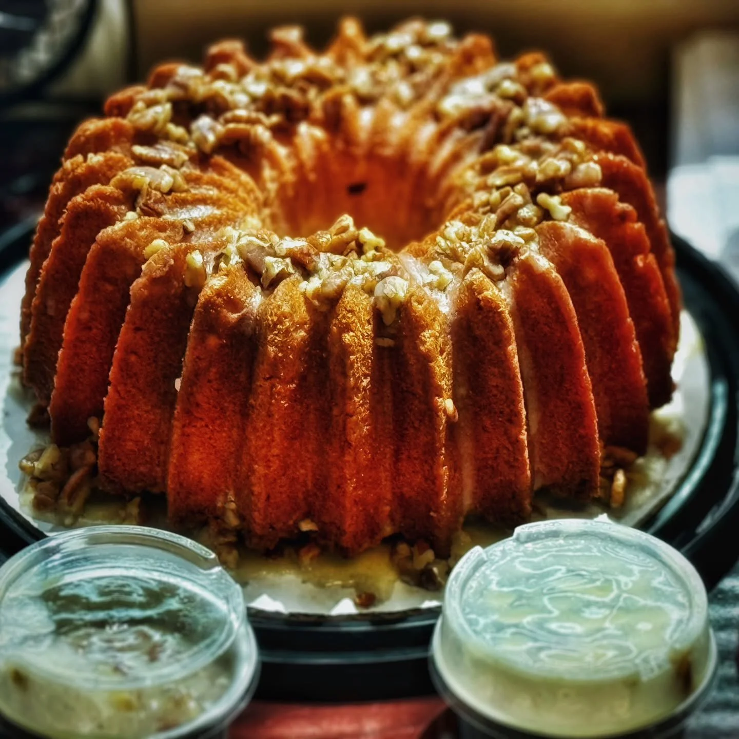 When your #BFF @goobasgourmet is a #baker, the office #bakesale #fundraiser is a guaranteed success. One Kentucky Butter Crunch #pundcake on the block! Let the #biddingwar begin! #paulhollywoodhandshake #cake #poundcake #cakecakecake