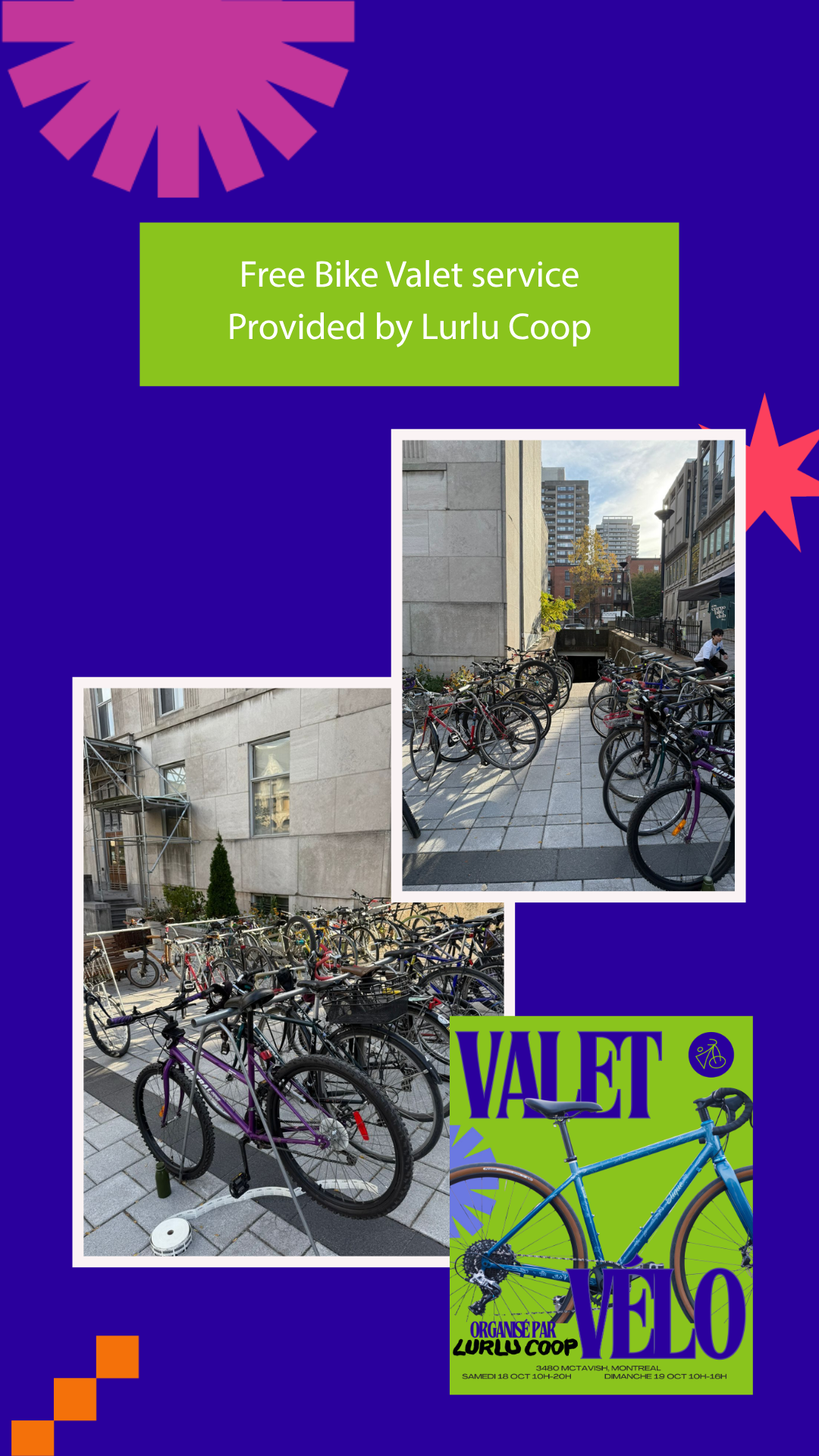 Free Bike Valet service provided by Lurlu Coop