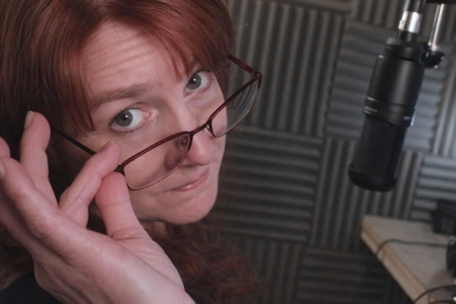 female voice artist in studio