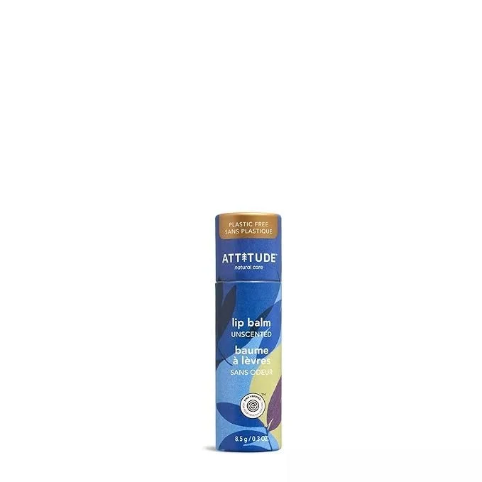 ATTITUDE Plastic-free Lip Balm, EWG Verified Plant- and Mineral-Based Ingredients, Vegan and Cruelty-free Personal Care Products, Unscented, 0.3 Oz $4.58
