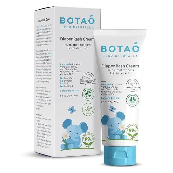 Baby's Natural Diaper Cream | Organic Diaper Cream EWG Verified | Naturally Soothes Baby Rashes | Baby zinc Ointment Natural | For Sensitive Skin with Aloe Vera & Calendula, 2.5Oz $8.91