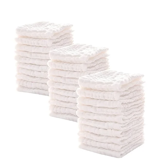 Baby Muslin Washcloths -6 Layer Soft Absorbent Face Towel - Natural Newborn Wipes for Delicate Skin - Baby Registry as Shower $29.99