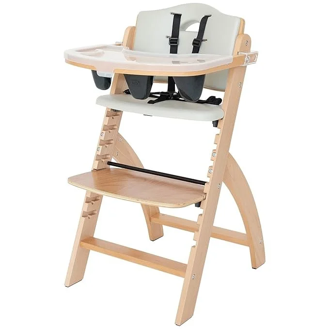 Abiie Beyond Junior Wooden High Chair - Natural Wood + Dove Grey Cushion- TYK Model $209.95