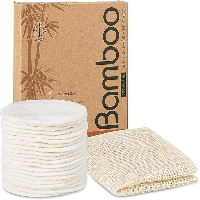 20 Packs Organic Reusable Makeup Remover Pads, Washable Bamboo Cotton Rounds for All Skin Types with Cotton Laundry Ba9 $9.99